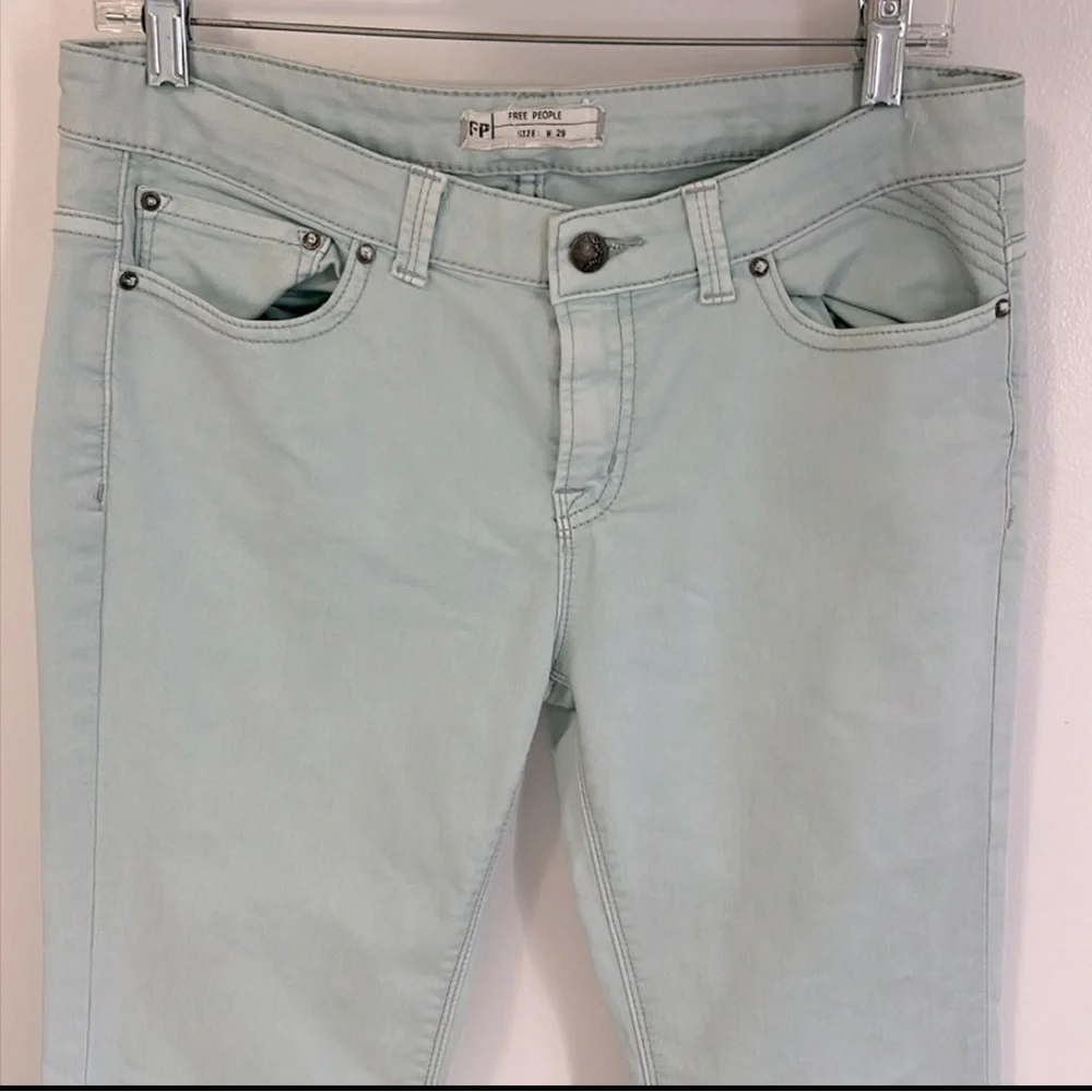 Free People Sky Blue Raw Hem Flare Jeans - Picture 3 of 6